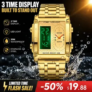 Men Luxury Square Men Watch, LED luminous & 30m waterproof, durable quartz movement, fit business daily outdoor wear, solve dim light reading & daily water damage, ideal for dad husband men, best Father's Day gift, show sincere love and enhance male charm