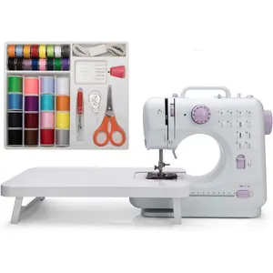 Mini Sewing Machine by  (Including Extension Table and Sewing Supplies Set) - Small Electric Overlock Sewing Machines with 2 Speed 12 Built-in Stitch Patterns KT-005-A31