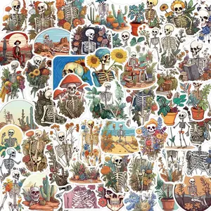 50pcs/pack Cartoon Art Skeleton Series Graffiti Stickers for Waterproof Decorative Stickers, DIY Creative, Sticker Packs, Halloween