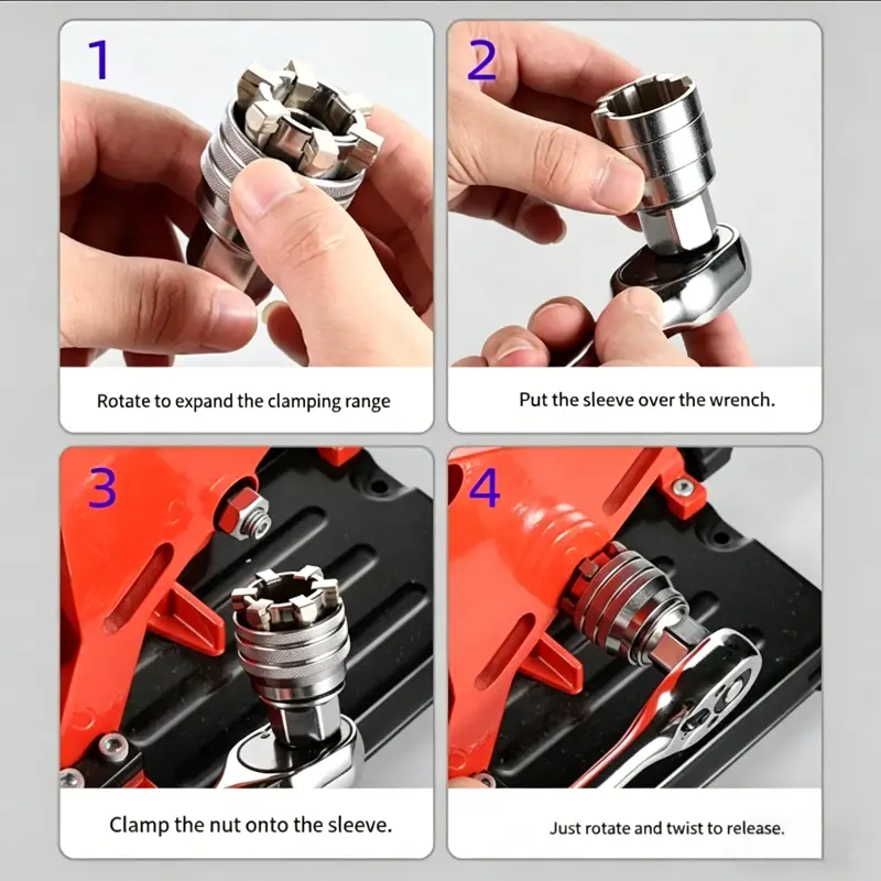 Multi-Function Universal Socket Wrench Tool - Universal Maintenance Tool, Adjustable Universal Socket Wrench, Universal Socket Tool for 3/8" Drive Ratchet Torque Wrench & Power Drill (Connecting rod random color) Fathers Day Gift