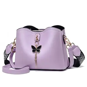 Leather Butterfly Purse for Women Small Trendy Crossbody Shoulder Bag Ladies Fashion Cute White Handbags Leather Cross body Bucket Bag with Adjustable Shoulder Strap