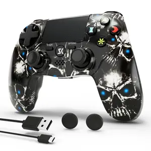 Game Controller For PS4/PC/Android/iOS, Remote Control with Double Vibration/6-Axis Motion Sensor/Speaker/3.5mm Audio Jack/Touch Pad/800mAh Battery Red Universe Console Ghost
