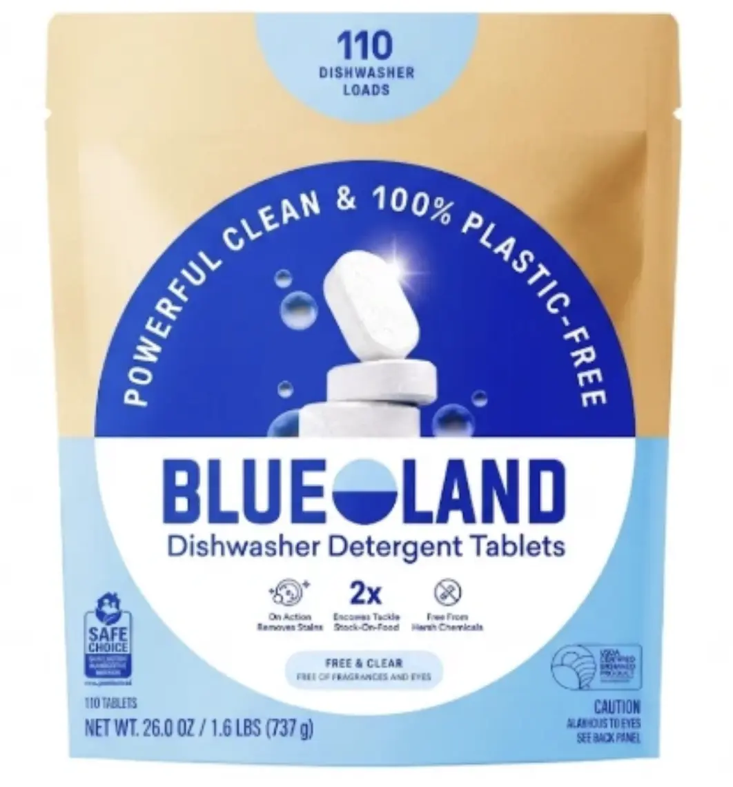 Blueland Fragrance-Free Plant-Based Solid Dishwasher Detergent Tablets - 110 Tabs, Natural Eco-Friendly Nontoxic Residue-Free Household Kitchen Cleaning Supplies for All Seasons Home Care