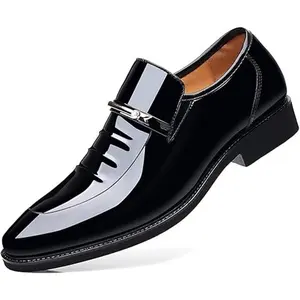 New Mens Size 12 Black Faux Leather Gold Rhinestone Accent Slide On Loafer Shoes