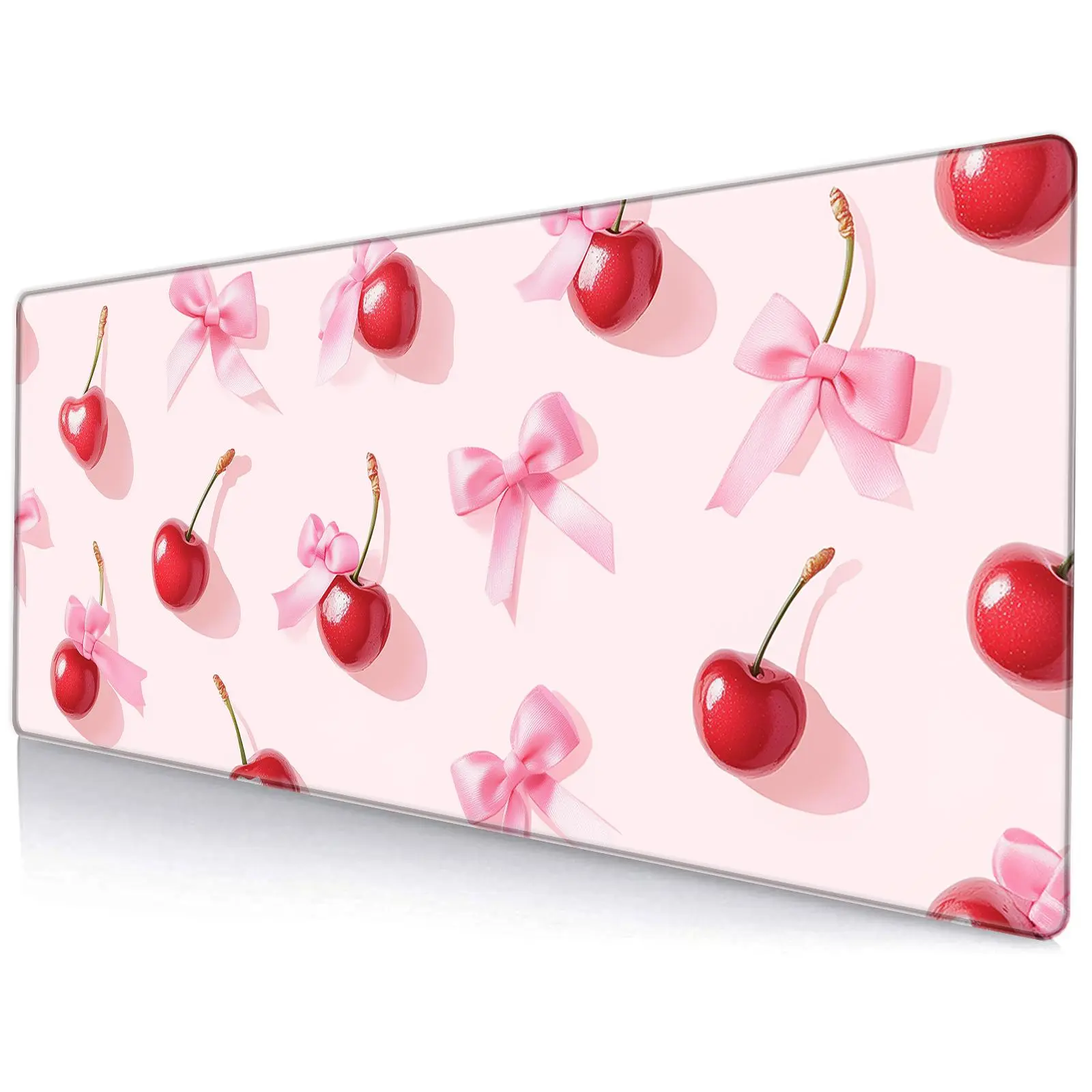 Cherry Bow Pattern Mouse Pad, Rectangular Gaming Mouse Pad, Anti-slip Mouse Pad, Desktop Keyboard Mouse Mat for Home Office Game Room, Desk Mat Cute