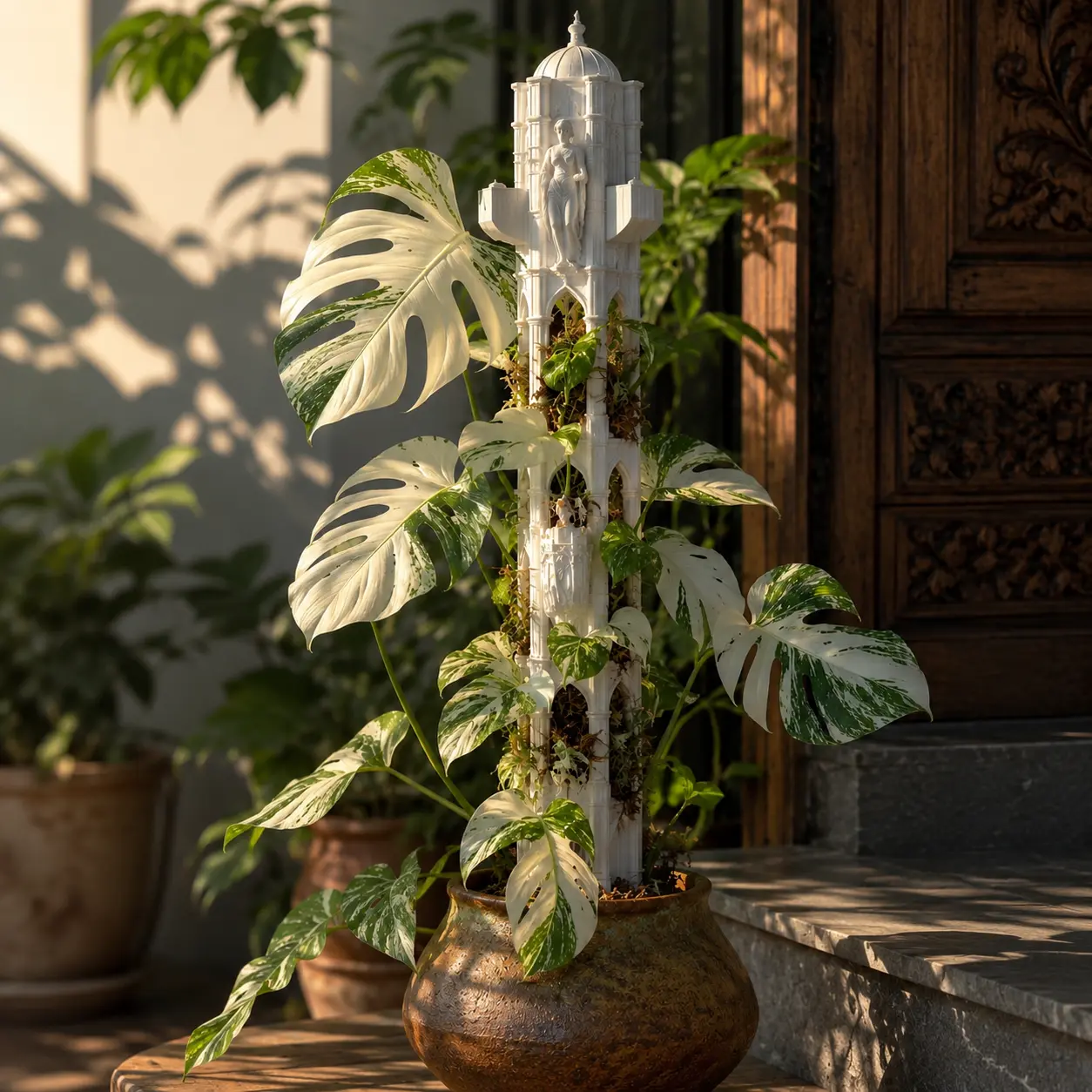 Gothic Modular Moss Pole for Monstera, Philodendron & Climbing Plants | 3D Printed Stackable Plant Support