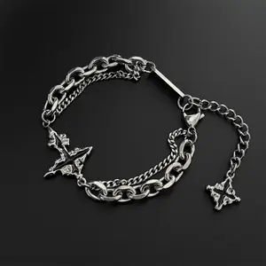 [Treasure of the store]Dissolved Dark Cross Bracelet Versatile Fashion Design Hip-Hop Style Bracelet Boys Jewelry High-end Gift
