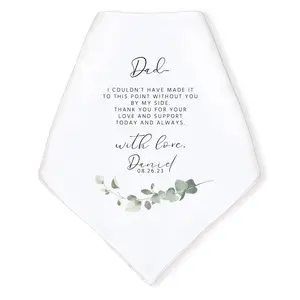 Personalized Wedding Handkerchief - Heartfelt Gift for Father of the Bride Gift - Thoughtful Customized Wedding Day Gift for Dad from Bride - Custom Gift Keepsake for Dad with Spring Floral Wreath