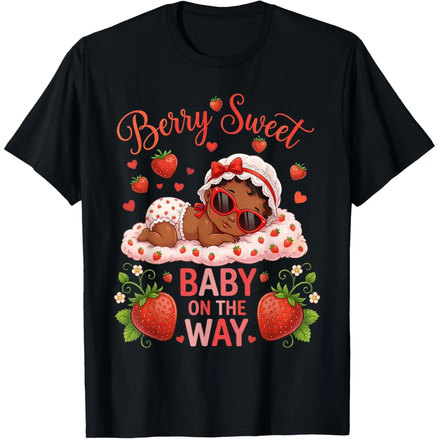 Berry Sweet Baby On The Way Strawberry Pregnancy Gender T-Shirt