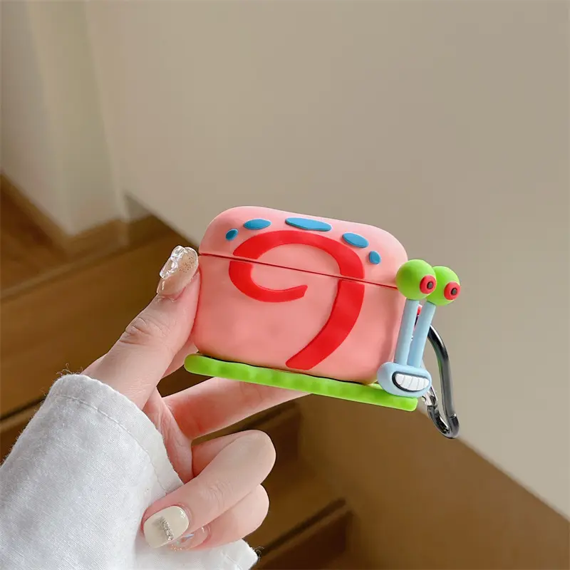 Gary the Snail Character earphone case, Cute, Whimsical, Unique, Bluetooth compatible, Snail Design, drop resistant, durable, Protection, accessory, Audio, Wide Compatibility, suitable for AirPods 1/2/3/pro/pro2