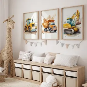 Kids Construction Truck Prints Set 3, Construction Print, Truck Playroom Theme, Kids Art, Boy Room Decor, Playroom Decor, Vehicle Posters,