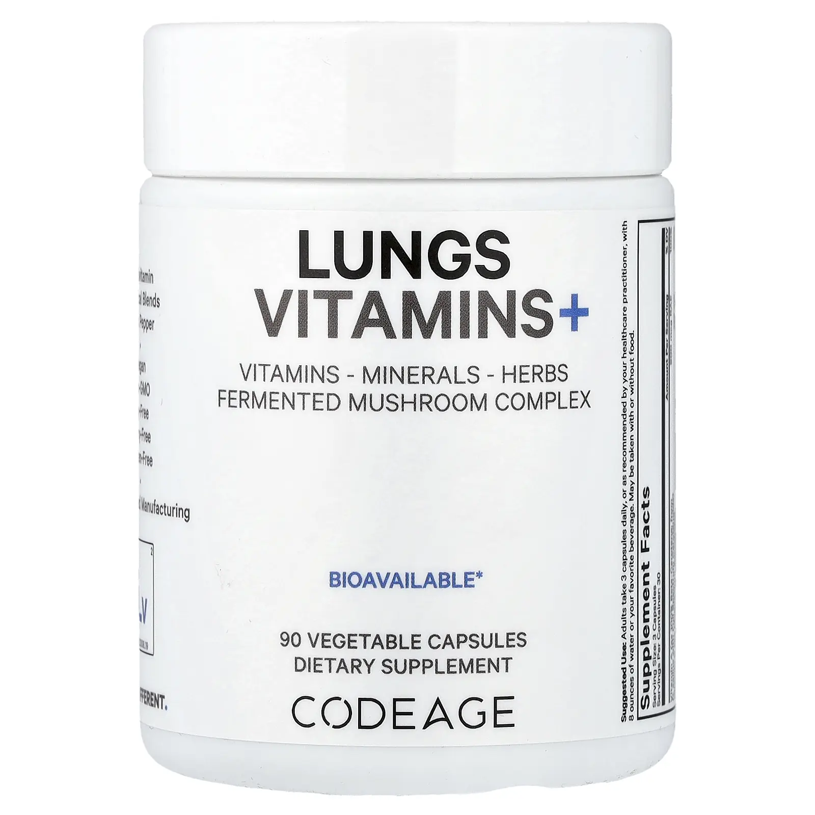 Codeage Lungs Vitamins +, 90 Vegetable Capsules
