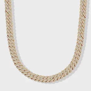 Iced Cuban Chain 14K Gold Plated - 10mm, Elegant Design with Textured Finish