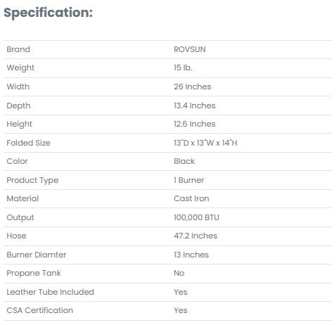 [TOP RATED - FLASH SALE] ROVSUN 1-Burner 100000 BTU Camping Propane Stove with Foldable Side Shelf