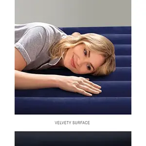 64757E Dura-Beam Standard Downy Air Mattress: Fiber-Tech - Twin Size - 10in Bed Height - 300lb Weight Capacity - Pump Sold Separately