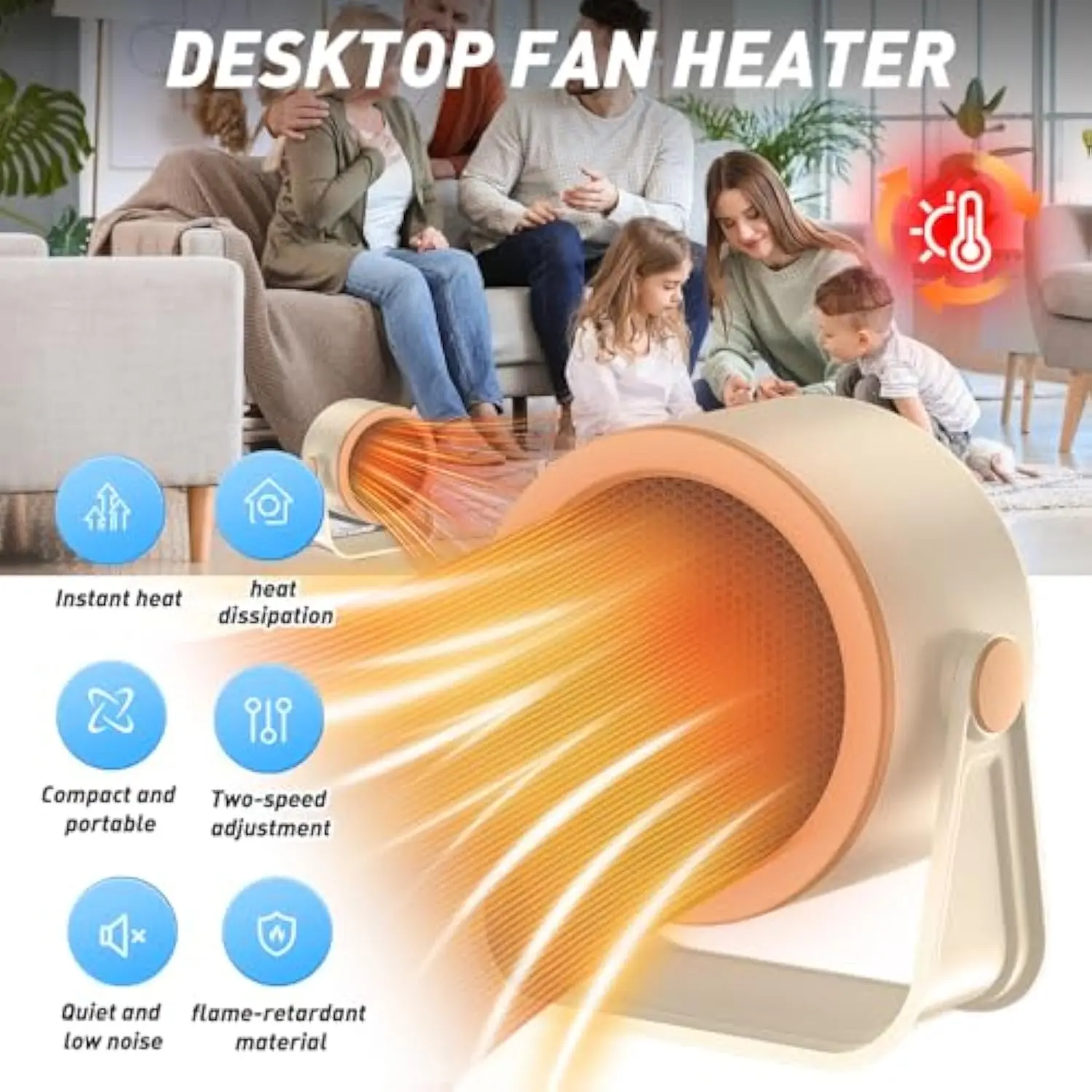 【Plug-in model】Portable Indoor Space Heater — Fast heating mini electric heater with overheat protection, tip-over auto shutoff, and steady non-oscillating warmth. Ideal for office, garage, bedroom and a great Christmas & New Year gift. small