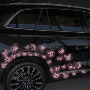 27Pcs/1 Set  Beautiful Butterfly Highly Reflective Car Stickers, Self-Adhesive Night Safety Warning Sign Reflector Decals, Decorative Stickers for Cars, Laptops, Water Bottles, Gifts