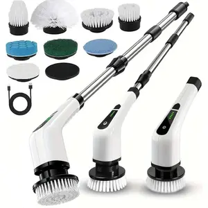 Electric Cordless Spin Scrubber Power Cleaning Brush with 8 Replaceable Brush Heads 5 Adjustable Speeds for Floor Bathroom Shower Bathtub Glass Car