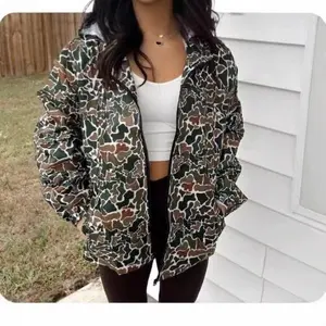NewNewCamouflageLongSleeveZipperRainproofJacketCasualShirtWomen'sHoodieTopWomen'sSweatshirtComfortable Pockets