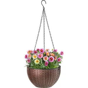 10.2 Inches Round Basket  Planter Dual-pots Design Garden Flower  Pots  Planter Baskets with Drainer and Chain for Indoor Outdoor Use