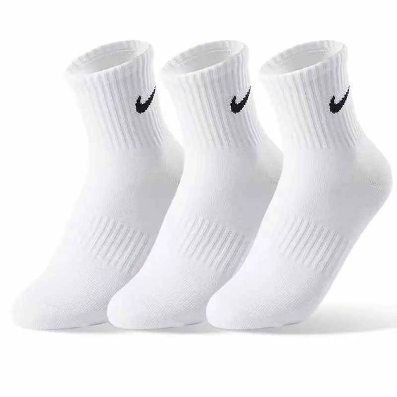 Nike Youth Crew Athletic Socks, Cushioned Mid-Calf Socks, Moisture-Wicking Breathable Socks for Running, Basketball, and Gym Training, Black/White/Gray