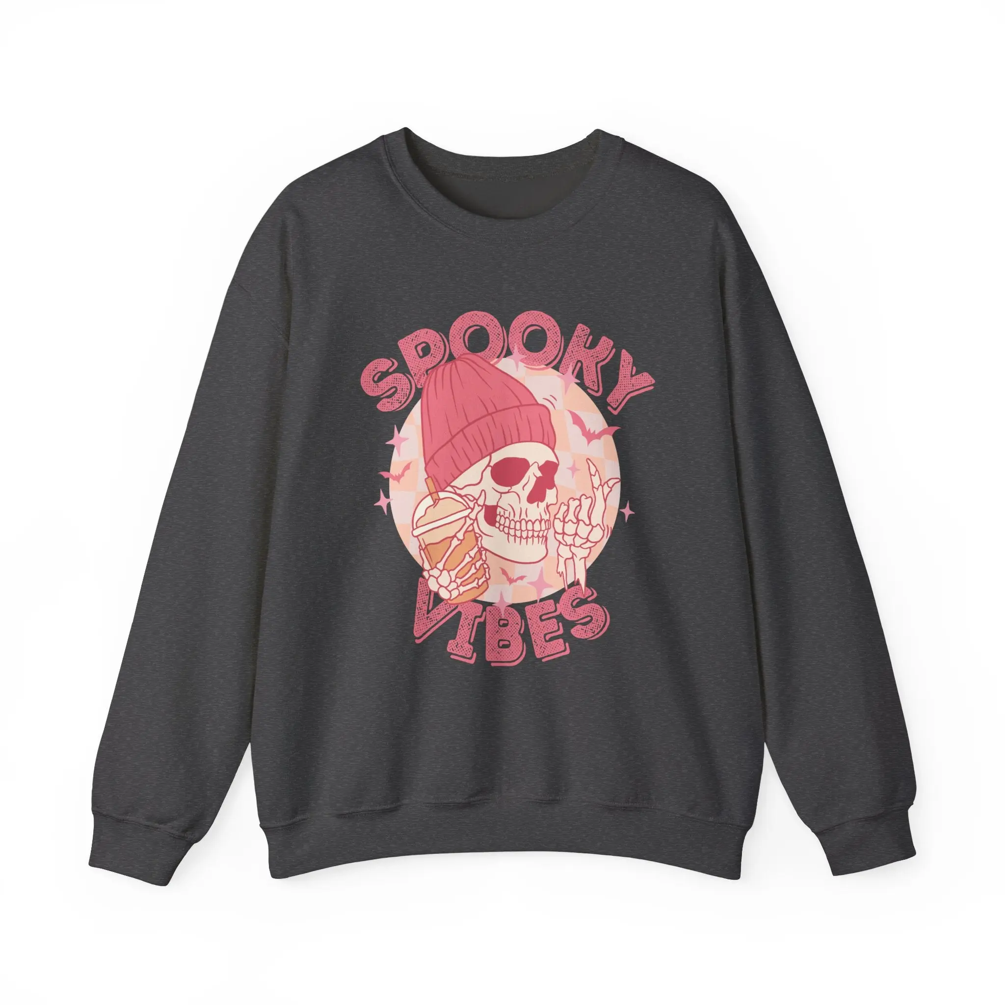 Spooky Vibes Pink Skeleton Unisex Heavy Blend™ Crewneck Sweatshirt