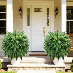 48" Large Artificial Ferns 2 Pack, Realistic Fake Boston Fern Plant with 100 Bendable Fronds, UV Resistant Zero Maintenance Faux Bush for Outdoors Garden Patio Porch Living Room Home Decor