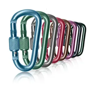 2 Inch Heavy Duty D-Ring Locking Carabiner Clip, Durable Snap Hook for Outdoor Camping, Hiking, Climbing, Backpacking, Keychain, and Gear