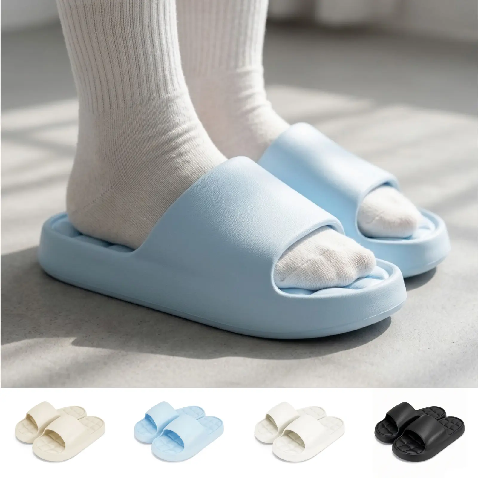 Women's Platform Slippers for Summer - Solid Color Comfortable Soft Sole Slides, Lightweight Indoor Outdoor House Shoes trendy