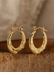 1 Pair of Gold Carved Textured Hoop Earrings with Embossed Circle Design, Circle Shape Earrings, Niche and Unique Style – Ideal for Friends Gatherings and Gifting