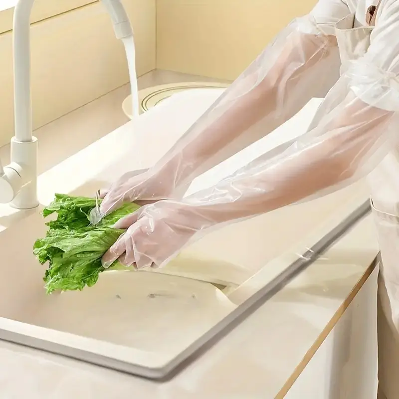 10/30pcs Long Kitchen Household Cleaning Gloves, Waterproof Oilproof Durable Comfortable Plastic Gloves, Multi-Purpose Dishwashing, Cleaning, Gardening, Kitchen Gloves for Washing Dishes