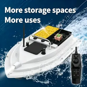 GPS Remote Control Fishing Bait Boat with 2-Point Positioning & One-Key Return, Low Battery Auto-Return, 500m RC Boat Suitable for Anglers, Large Single Hopper Heavy Load, Night Fishing LED Light, Anti-Loss System for Lake/River/Offshore