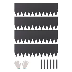 VEVOR Steel Landscape Edging, 4 Packs 40x 12 in Rust-Resistant Metal Landscape Edging, Bendable Garden Edging Border, Heavy Duty Lawn Edging, Easy-to-Install, Flower Bed Yard Pathway Divider Black