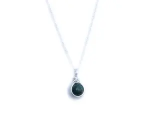 Bloodstone Gemstone Pendant Necklace | Sterling Silver or Gold Dainty Simplistic 8mm Gemstone Crystal Healing