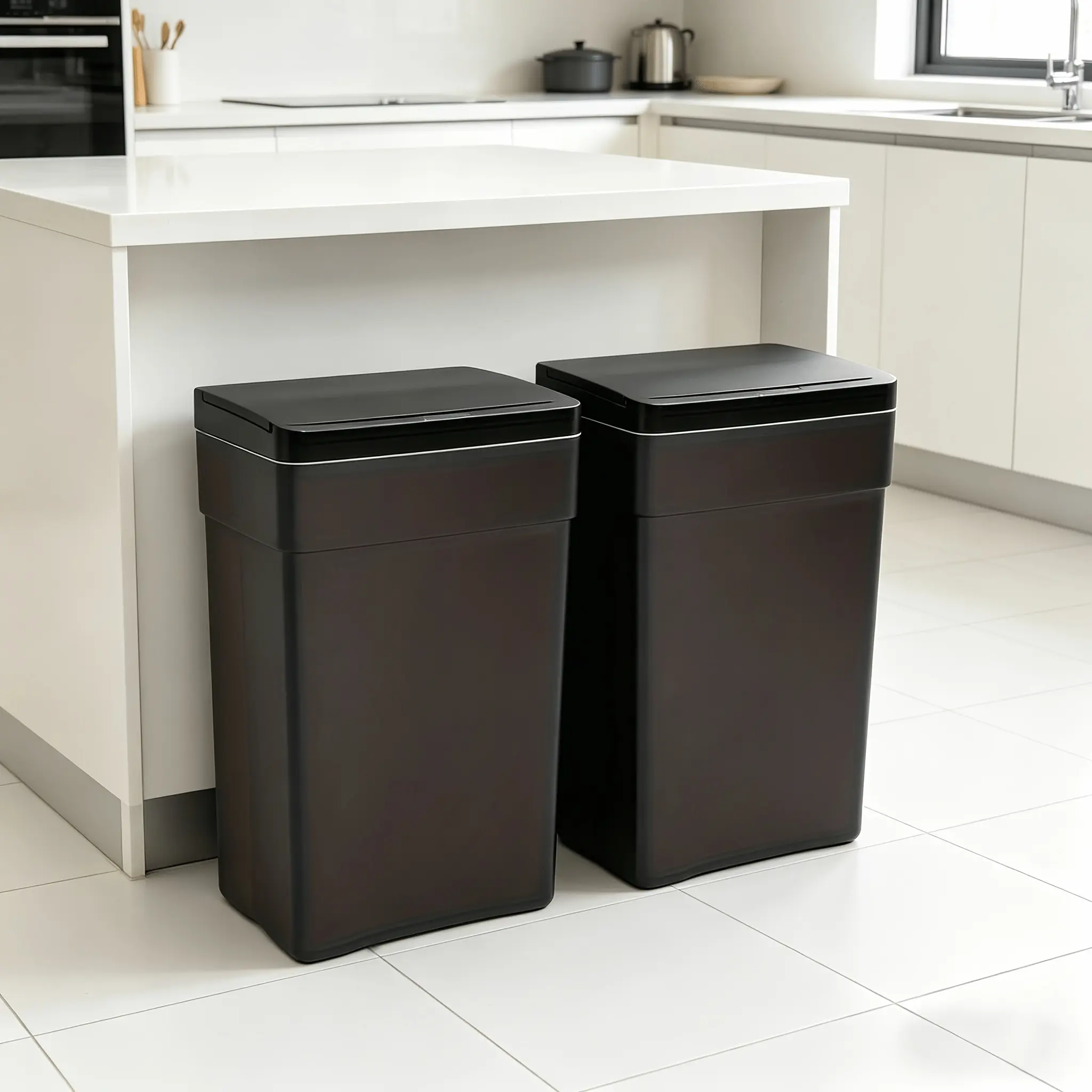 13 Gallon Trash Can Automatic Kitchen Trash Can Touch Free High-Capacity Garbage Can with Lid for Bedroom Bathroom Home Office 50 Liter