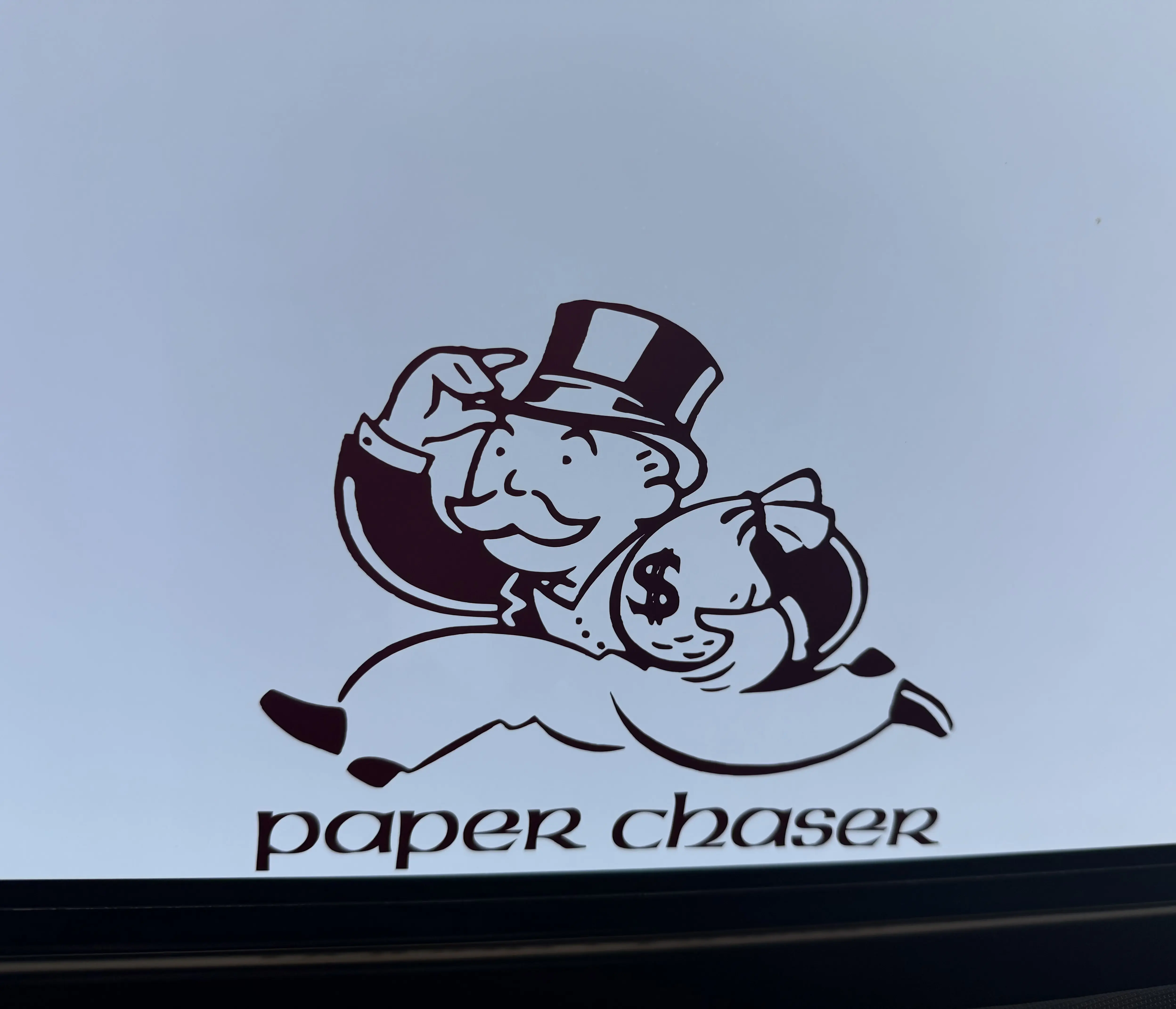 Paper Chaser Monopoly Man Decal 8X6