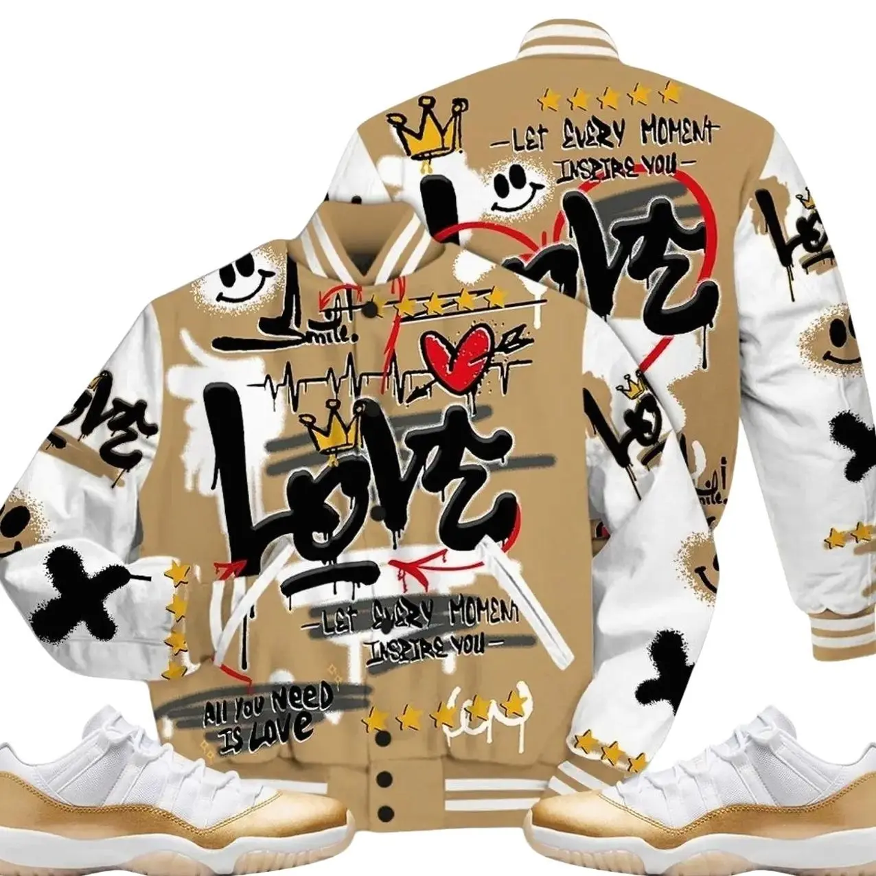 Low Mother Day 11s Outfit Varsity Jacket, Happy Love Beats Graffiti Outfits Streetwear Sneaker Matching Shirts