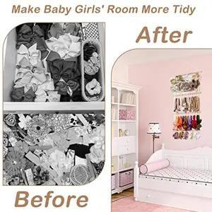 Kangaroo-Shaped Hair Bow Holder – Large Capacity Wooden Wall Organizer for Baby Girls’ Hair Accessories