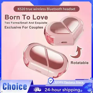 noisecancellingheadphone Wireless Earbuds Stereo Earphone Rotatable Love Heart Shaped Charging Case Low Latency Headphones For Phone Tablet