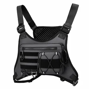 Reflective Running Vest with Adjustable Straps, Breathable Chest Pack for Hiking, Cycling, Fishing, Outdoor Sports