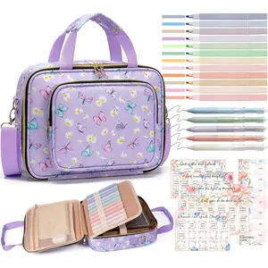 Bible Cover for Women Large Bag with Shoulder Strap Bible Journaling Kit Highlighters Tabs Mothers Day Christian Gifts Stationery Organizer