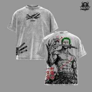 Roronoa Zoro One Piece Anime Three Sword Style Pirate Hunter Vintage Washed Oversized Graphic Tee Katana Warrior Streetwear Shirt