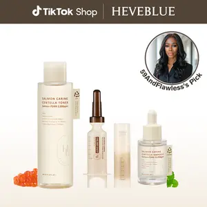 HEVEBLUE @59AndFlawless’s Pick | Salmon Caring PDRN Glow Routine Bundle | Toner + Booster Shot + Ampoule | Hydration, Firming & Glow Care Set