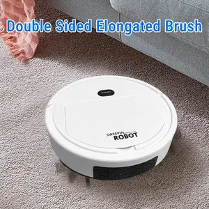 Robot Vacuum Cleaner, USB Smart 3 in 1 Super Thin, Powerful Suction, Quiet, Self Charging Robotic Vacuum Cleaner, Cleans Hard Floors to Medium Pile Carpets (White)