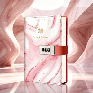 A5 Locked Journal Stationery Gift Set  Ocean Design Leather Diary Notebook - Mother's Day, Teacher & Graduate Gift Idea