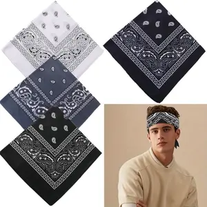 4PCS 21 Inch Square Bandana Handkerchiefs Cowboy Bandanas for Men & Women - Head & Face Wrap Scarf