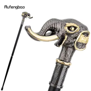 Golden Black Elephant Handle Luxury Pattern Walking Stick Party Fashion Elegant Walking Stick Decorative Cane Knob Crosier 90cm