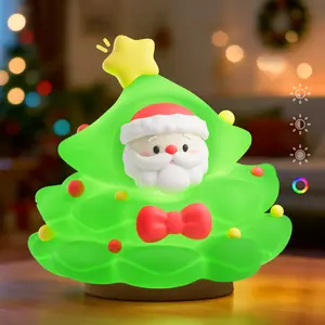 Christmas Tree Silicone Night Light – Cute Tap Control RGB LED Lamp with Stepless Dimming, Rechargeable Nursery Lamp for Kids & Baby Gifts
