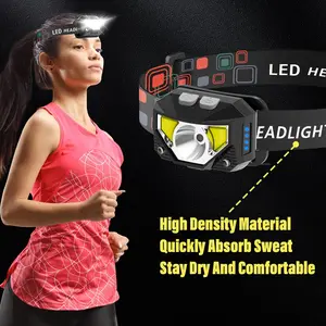 1200 Lumens Motion Sensor Headlamp - 8 Modes with Red SOS, 300M Beam, Rechargeable LED Work Light, Sweat-Absorbing Headband, Water-Resistant for Camping, Running, Hiking, Fishing, Auto Repair