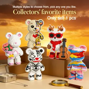 Multicolor Surprise Gift Bear 3D Puzzle STEM Building Blocks Decoration, Home Office Bookshelf Decor, Party Living Room TV Stand Display